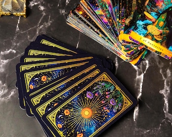 Dromend tarotdeck, hemelse tarotkaarten met QR-gids, kleurrijke 78 kaartenset, kosmisch tarotcadeau voor beginners en lezers