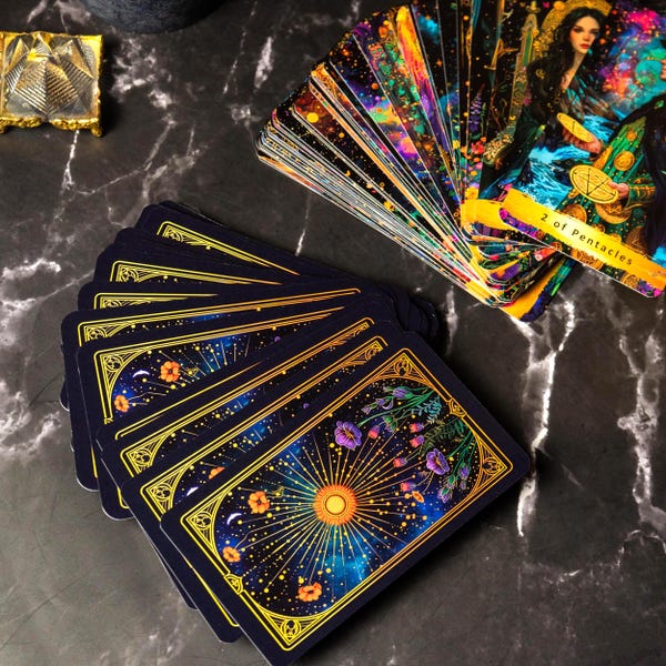 Dreaming Tarot Deck, Celestial Tarot Cards with QR Guidebook, Colorful 78 Cards Set, Cosmic Tarot Gift for Beginners & Readers