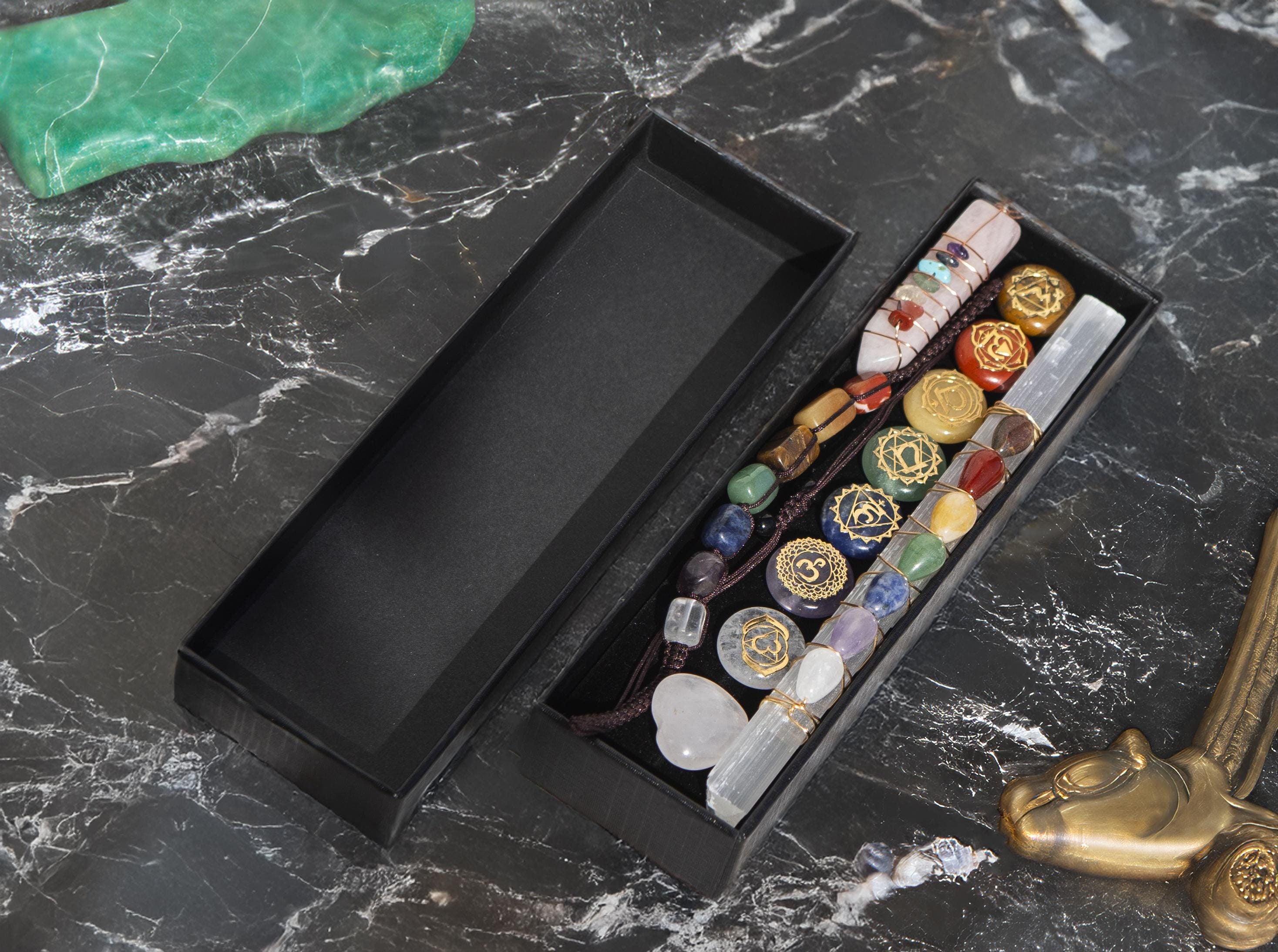 Kit de cristales para principiantes, caja de cristales, set de cristales de protección, set de cristales y piedras curativas, piedras de los 7 chakras, regalo de meditación para ella