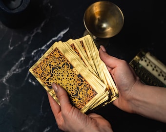 Golden Glow Tarot Cards Deck with Guidebook, Classic Tarot Deck 78 Cards, Beginners Tarot, Indie Tarot, Original Tarot, Unique Tarot Cards