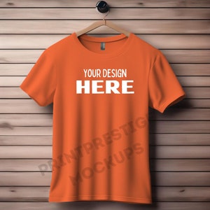 Bella + Canvas 3001 Mockup: Coral T Shirt Mockup Hanging