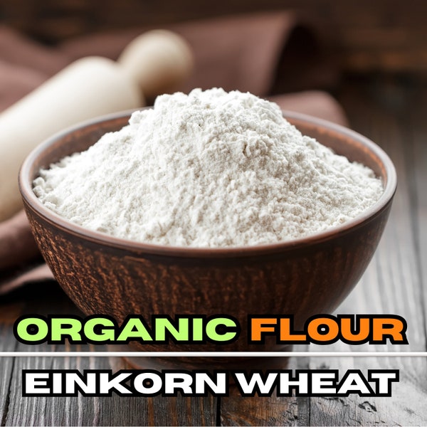 Organic Antique Whole Einkorn Flour, Whole Einkorn Wheat Flour Ground in Antique Stone Mill, (Triticum monococcum) Additive-free and Natural