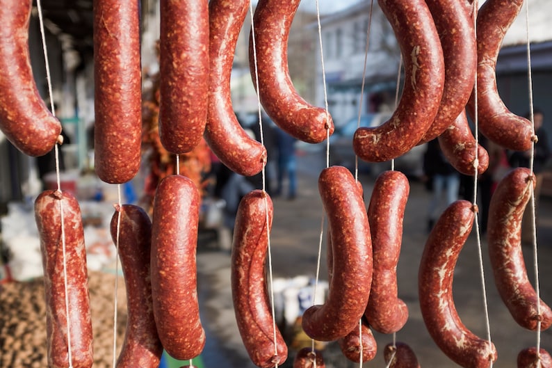 String Red Meat Turkish Homemade Sucuk (halal), Traditional Taste, Delicious Turkish ...