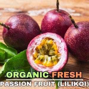 Frische Lilikoi-Passionsfrucht aus meinem Garten, handgepflückt, um sie zu bestellen, süße und spritzige tropische Leckerei, perfekt für Smoothies oder frisch genießen!