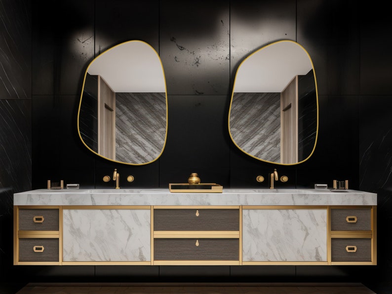 Irregular Mirror for Wall, Modern Large Wall Mirror, Aesthetic Bathroom ...