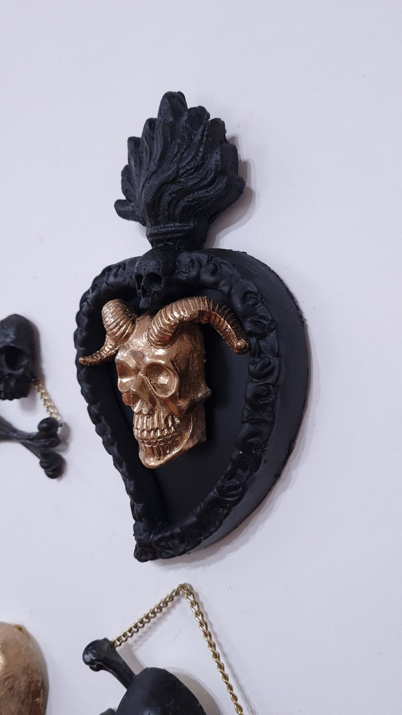 3D Exvoto Frame Wall Decoration Satan Skull Devil Skull Gothic