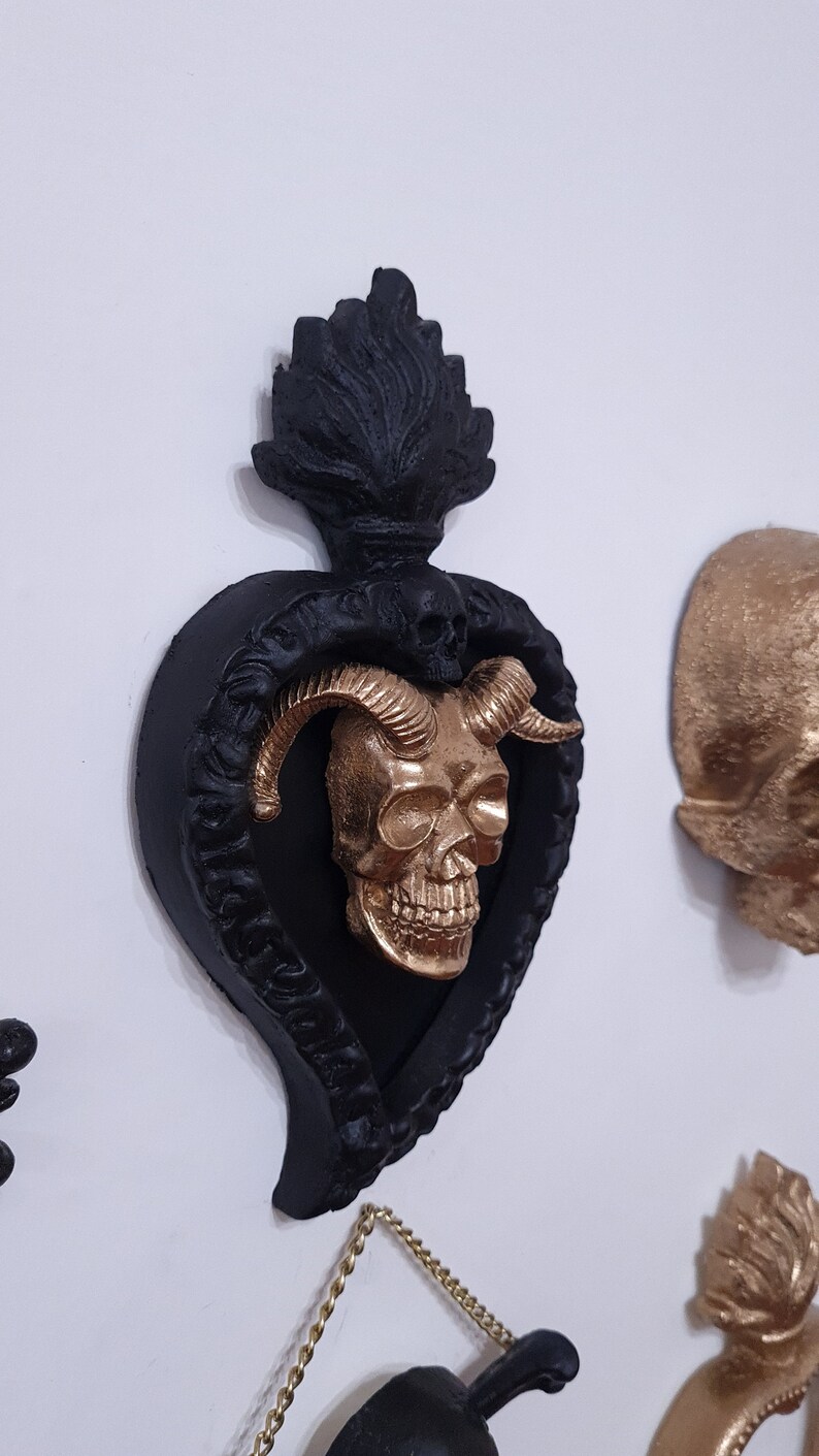 3D Exvoto Frame Wall Decoration Satan Skull Devil Skull Gothic