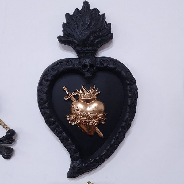 3D ex voto frame wall decoration sacred heart - gothic wall - gothic decoration - gothic art - gothic house - mural art