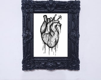 Victorian gothic frame wall decoration bleeding heart - tattoo shop - gothic wall - victorian decoration - goth art