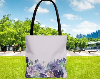 Sac fourre-tout floral violet, sac fourre-tout violet, cadeau pour elle, sac shopping, Floral violet, sac de voyage, sac de travail, cadeau pour jardinier