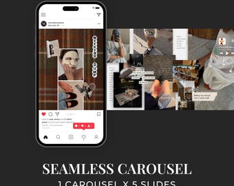 Autumn Seamless Instagram Carousel Template for Canva - Cozy Fall Aesthetic, Bookstagram Scrapbook, Social Media Post for Content Creators