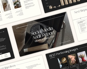 Plantilla de Canva para informe de auditoría de redes sociales, plantilla de marketing digital para gestores de redes sociales y asistentes virtuales, plantillas de coaching FC01