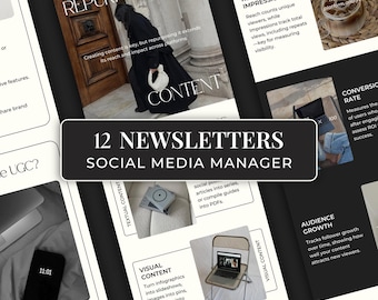 Modèle de marketing par e-mail Social Media Manager pour Canva, modèle de newsletter marketing numérique pour Mailchimp, Klaviyo, Flodesk FC01