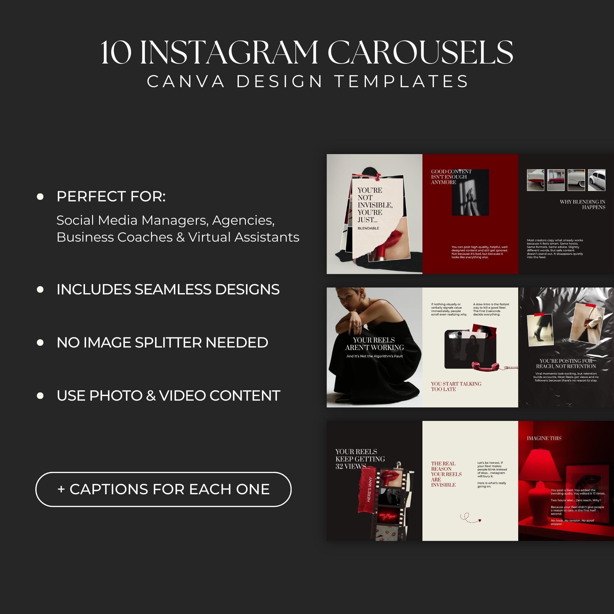 Burgundy Red Instagram Carousel Templates - Social Media Manager ...