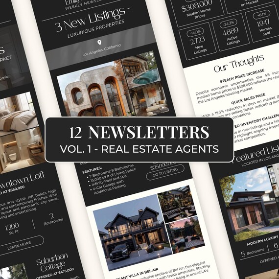 Real Estate Newsletter Template for Canva, Realtor Marketing, Email Marketing, Faceless Marketing, Mailchimp Email Template SI01