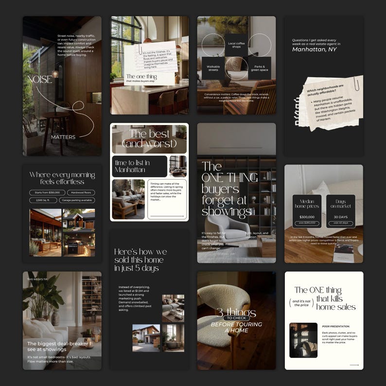 Real Estate Instagram Posts, Carousels & Stories - Social Media Canva Templates for Real Estate Agents, Realtor Marketing SI01 image 6