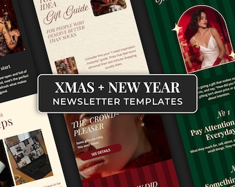 Modèle de newsletter de Noël pour Canva, modèle d'e-mail du Nouvel An, soldes, marketing par e-mail de commerce électronique pour Mailchimp, Klaviyo, Flodesk