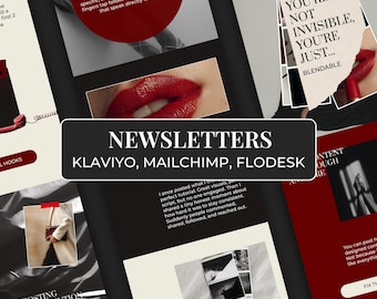 Modèle de newsletter rouge bordeaux - Mailchimp, Klaviyo, Flodesk - Social Media Manager, agence marketing - Modèle d'email marketing Canva CR1