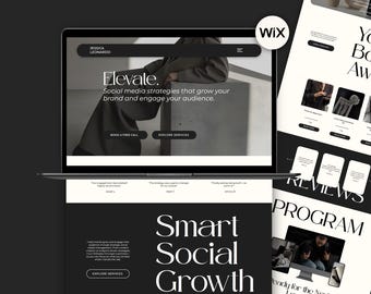 Modèle de site Web Wix pour Social Media Manager, Assistant virtuel, Coaching commercial, Page de vente de cours, Site de réservation de marketing numérique FC01