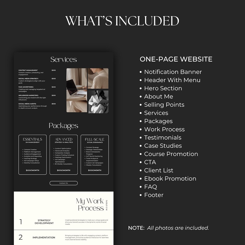 Plantilla de sitio web de Canva para gestores de redes sociales, asistentes virtuales, diseño de landing pages de ventas, marketing digital y portafolios de lead magnet (FC01) imagen 3