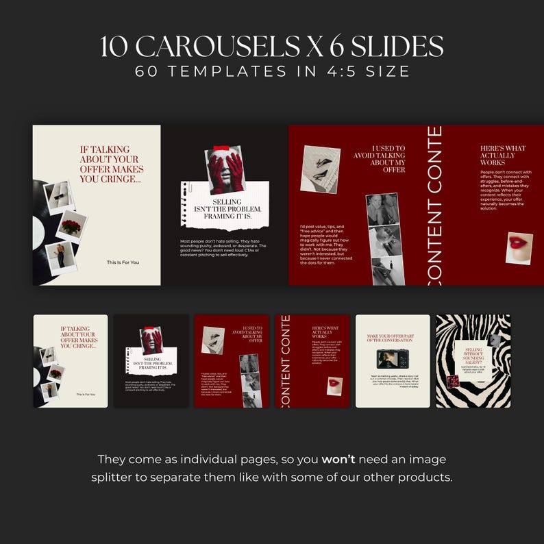 Burgundy Red Instagram Carousel Templates - Social Media Manager ...
