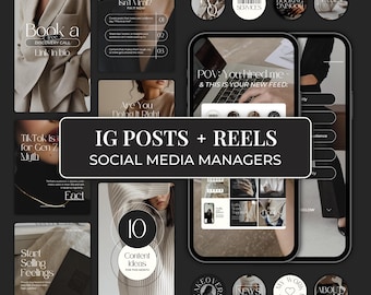 Bobines Instagram sans visage, publications, histoires, carrousels pour les gestionnaires de médias sociaux, assistants virtuels, marketing numérique, modèles Canva FC01