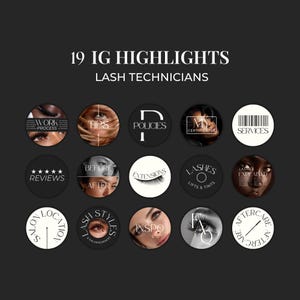 Instagram Highlight Covers for Canva, IG Highlight Covers for Lash Techs, Social Media Marketing Templates, Lash Content TC01