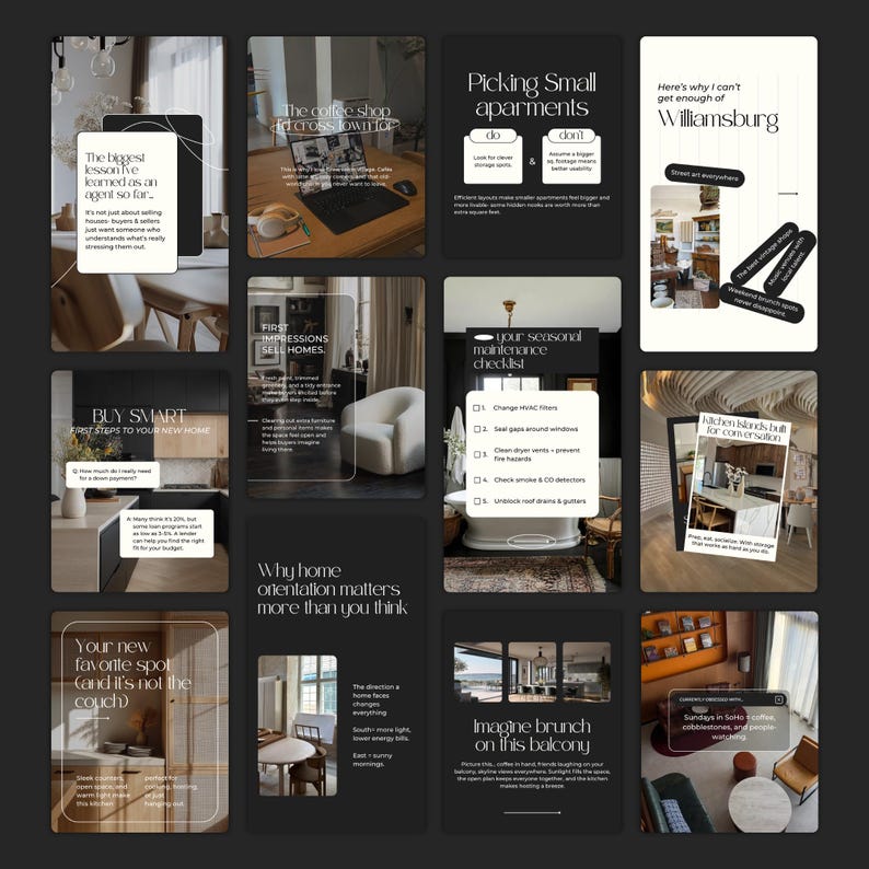 Real Estate Instagram Posts, Carousels & Stories - Social Media Canva Templates for Real Estate Agents, Realtor Marketing SI01 image 7