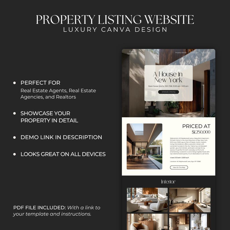 Real Estate Property Listing Canva Website Template, Sales Landing Page, Realtor Marketing, Realtor Website Design, Real Estate Canva SI01 image 2