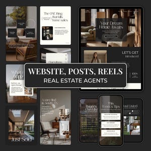 Real Estate Branding Kit, Canva Website Sales Page, Instagram Posts, Faceless Reels, Highlight Covers, Realtor Marketing Templates SI01