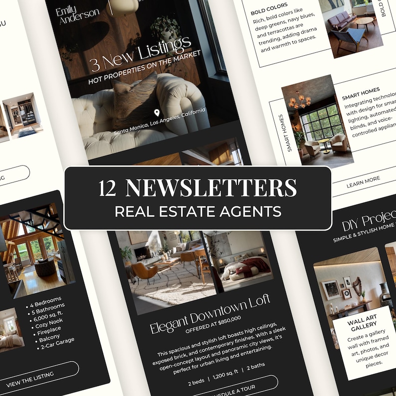 Real Estate Newsletter Template for Canva, Realtor Marketing, Email Marketing, Faceless Marketing, Mailchimp Email Template SI01 image 1