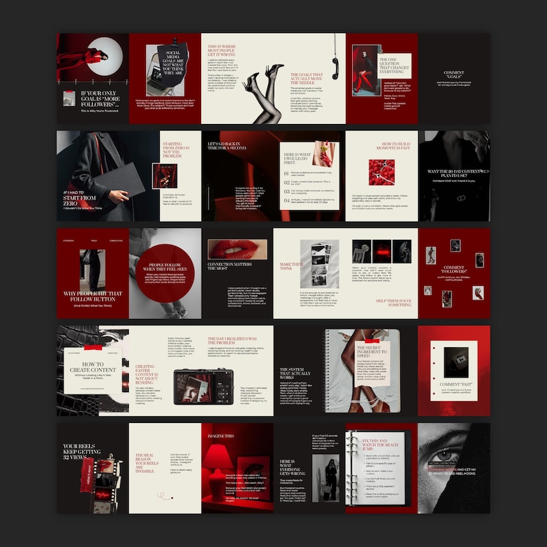 Burgundy Red Instagram Carousel Templates - Social Media Manager ...