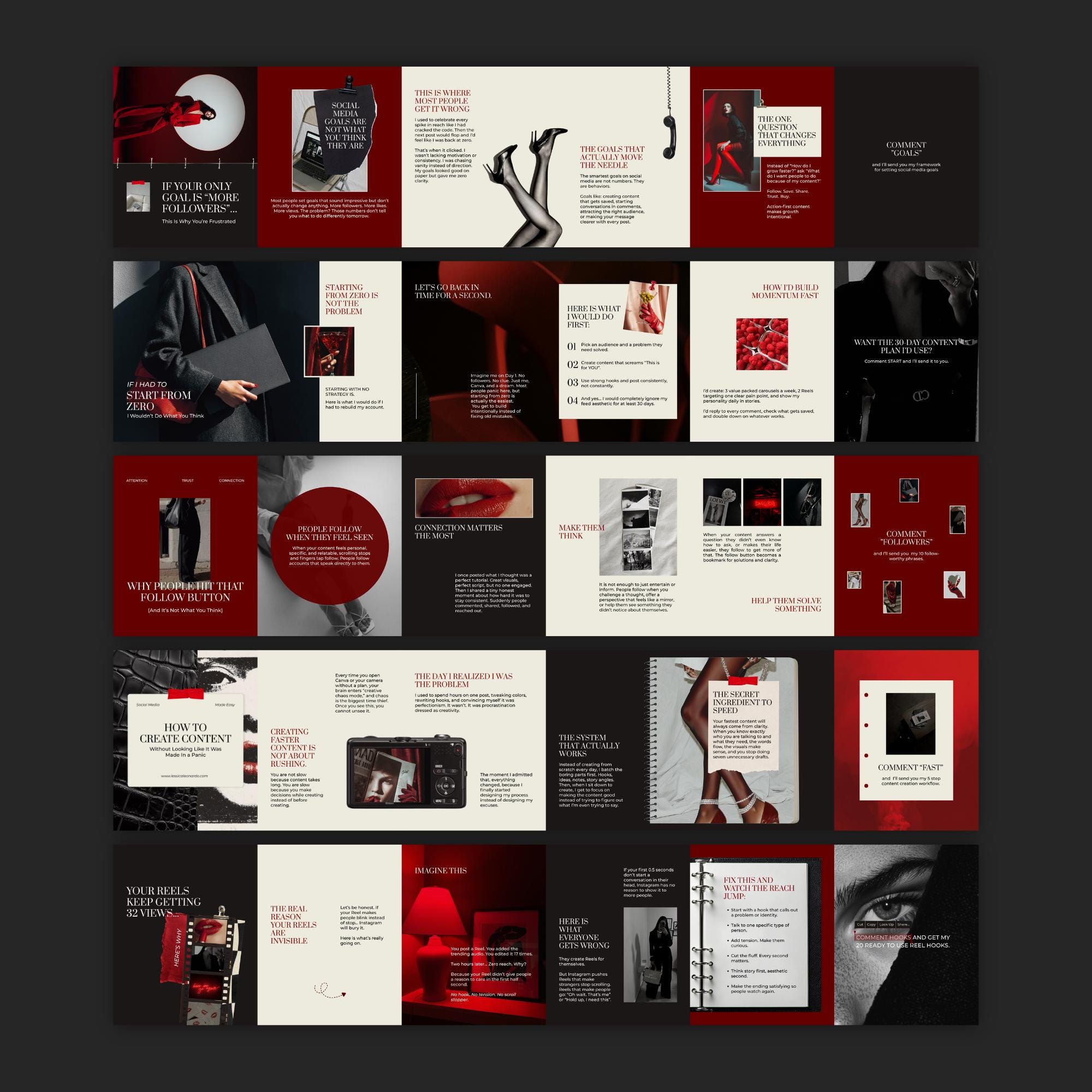 Burgundy Red Instagram Carousel Templates - Social Media Manager ...