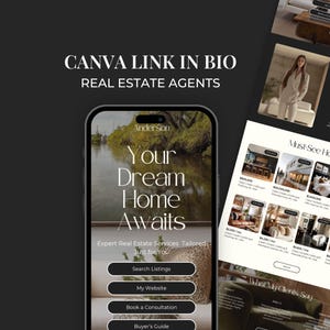 Link in Bio Template for Real Estate, Canva Website Design, Linktree Alternative Landing Page, Realtor Marketing, Digital Marketing SI01