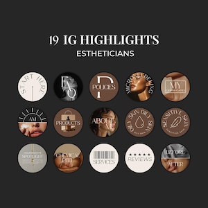 Brown Skincare Instagram Highlight Cover Templates for Canva - Esthetician, Beauty Salon, Facial, Medspa - Neutral Beige IG BE2