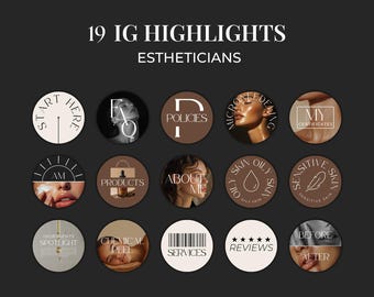 Brown Skincare Instagram Highlight Cover Templates for Canva - Esthetician, Beauty Salon, Facial, Medspa - Neutral Beige IG BE2