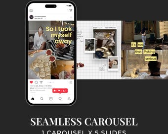 Moody Seamless Instagram Carousel Template for Canva - Fall iOS Core Aesthetic Scrapbook, Social Media Post for Content Creators