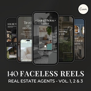 Modello Canva per reel immobiliari, marketing immobiliare, video reel di Instagram, reel senza volto, post sui social media, marketing digitale SI01