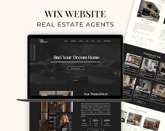 Wix-websitesjabloon onroerend goed, websiteontwerp makelaar, digitale makelaarsmarketing, bestemmingspagina verkoop, vastgoedbranding SI01