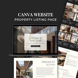 Real Estate Property Listing Canva Website Template, Sales Landing Page, Realtor Marketing, Realtor Website Design, Real Estate Canva SI01