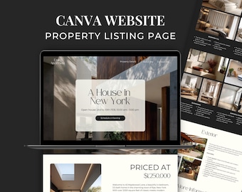 Real Estate Property Listing Canva Website Template, Sales Landing Page, Realtor Marketing, Realtor Website Design, Real Estate Canva SI01