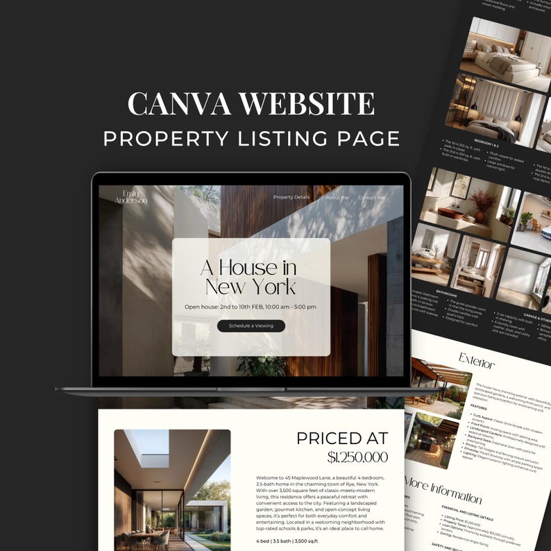 Real Estate Property Listing Canva Website Template, Sales Landing Page, Realtor Marketing, Realtor Website Design, Real Estate Canva SI01 image 1