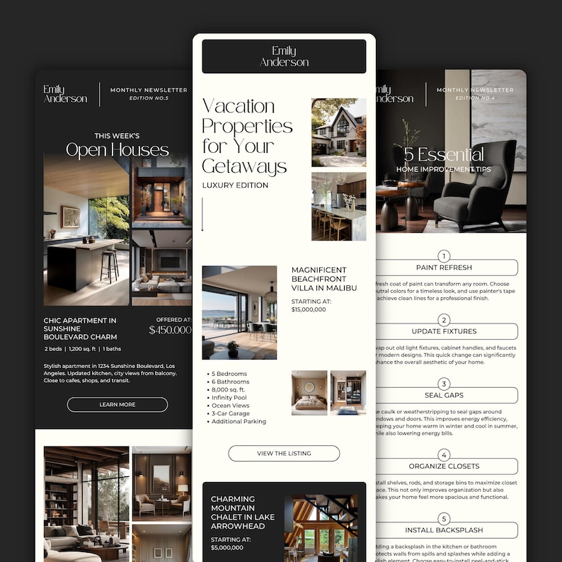 Real Estate Newsletter Template for Canva, Realtor Marketing, Email Marketing, Faceless Marketing, Mailchimp Email Template SI01 image 3