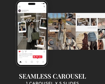 Autumn Seamless Instagram Carousel Template for Canva - Modern Fall Aesthetic Scrapbook, Social Media Post for Content Creators