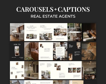 Real Estate Agent Instagram Carousel Templates,  Realtor Marketing Canva Templates, Social Media Post Bundle SI01