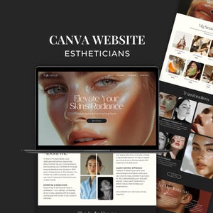 Elegant Esthetician Canva Website Template - Beauty Salon, Medspa, Facial, Skincare Landing Page BE1