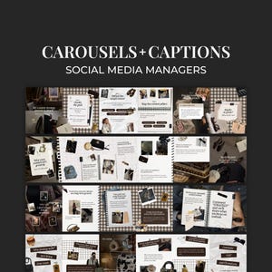 Brown Scrapbook Instagram Carousel Templates - Social Media Manager, Content Creator - Trendy Neutral Beige Instagram Posts for Canva