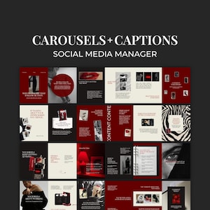 Burgundy Red Instagram Carousel Templates - Social Media Manager, Content Creator - Trendy Bold Instagram Posts for Canva CR1