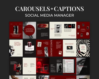 Modèles de carrousels Instagram rouge bordeaux - Gestionnaire de médias sociaux, créateur de contenu - Publications Instagram tendance et audacieuses pour Canva CR1