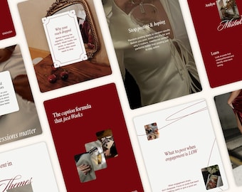 Modèles de publications et d'articles Instagram Old Money Burgundy - Gestionnaire de médias sociaux, créateur de contenu - Flux Instagram rétro minimaliste pour Canva